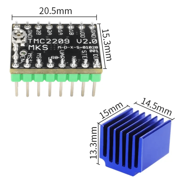 סט 5 יחידות - דרייבר, פקד מנוע שקט Stepper Motor Driver MAKERBASE MKS TMC2209 UART